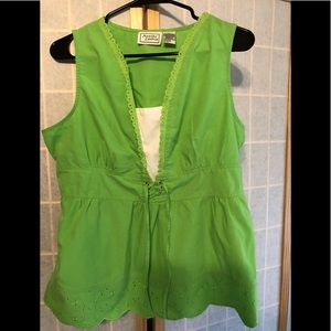 Sleeveless Green And White Top